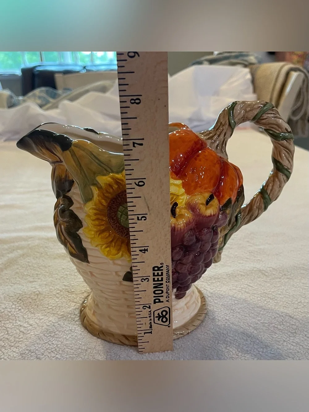 Bella Casa Ganz Harvest Pitcher Pumpkin Sunflower Grapes Fall Decor